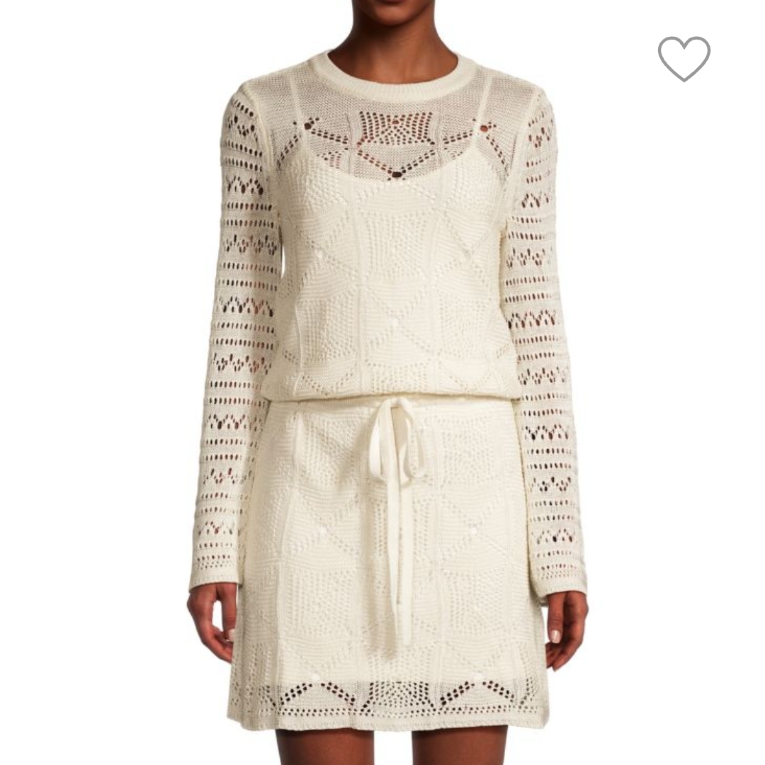 Toccin Cream Crochet Knit Dress